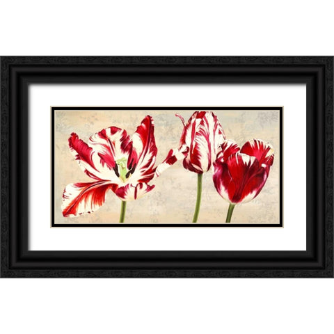 Tulipes Royales Black Ornate Wood Framed Art Print with Double Matting by Villa, Luca