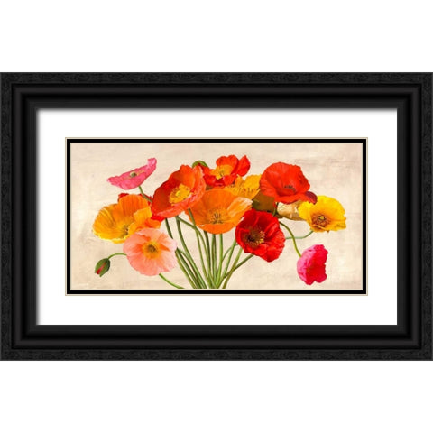Poppies in Spring Black Ornate Wood Framed Art Print with Double Matting by Villa, Luca