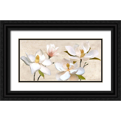 Ivory Magnolia Black Ornate Wood Framed Art Print with Double Matting by Villa, Luca