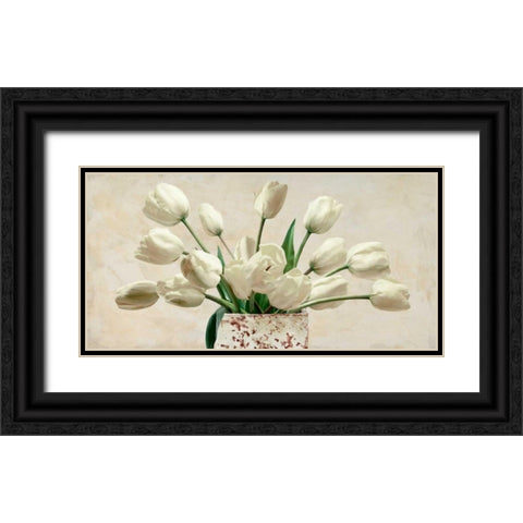 Bouquet blanc Black Ornate Wood Framed Art Print with Double Matting by Sanna, Leonardo