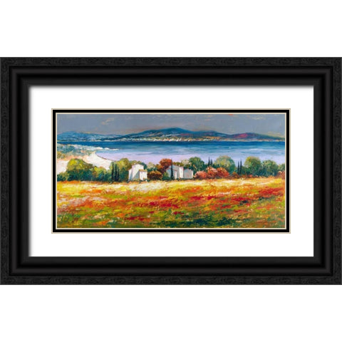 Borgo mediterraneo Black Ornate Wood Framed Art Print with Double Matting by Florio, Luigi