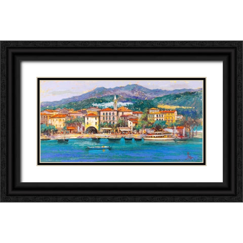 Paese sul Lago Black Ornate Wood Framed Art Print with Double Matting by Florio, Luigi