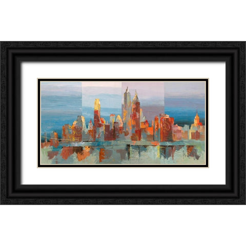 New York astratta Black Ornate Wood Framed Art Print with Double Matting by Florio, Luigi