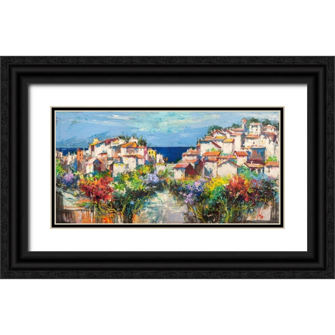 Borgo sul mare Black Ornate Wood Framed Art Print with Double Matting by Florio, Luigi