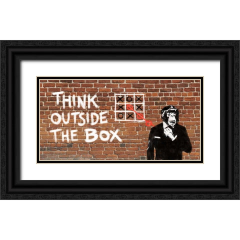 Think outside of the box Black Ornate Wood Framed Art Print with Double Matting by Masterfunk Collective