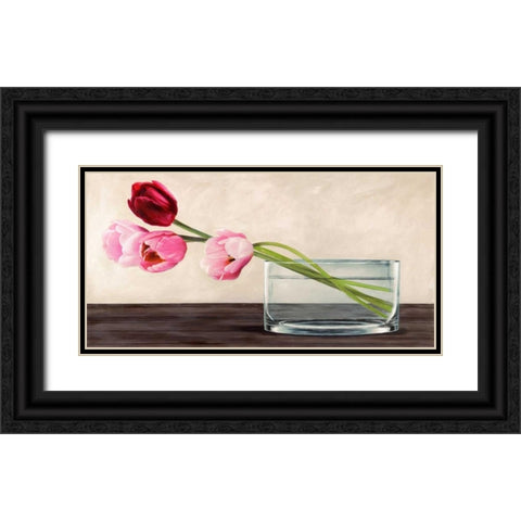 Modern composition Tulips Black Ornate Wood Framed Art Print with Double Matting by Mills, Shin