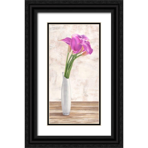 Calla Arrangemet Black Ornate Wood Framed Art Print with Double Matting by Mills, Shin