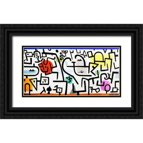 Rich Harbour (detail) Black Ornate Wood Framed Art Print with Double Matting by Klee, Paul