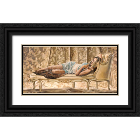 Lady of Pearls Black Ornate Wood Framed Art Print with Double Matting by Jannace, Sergio