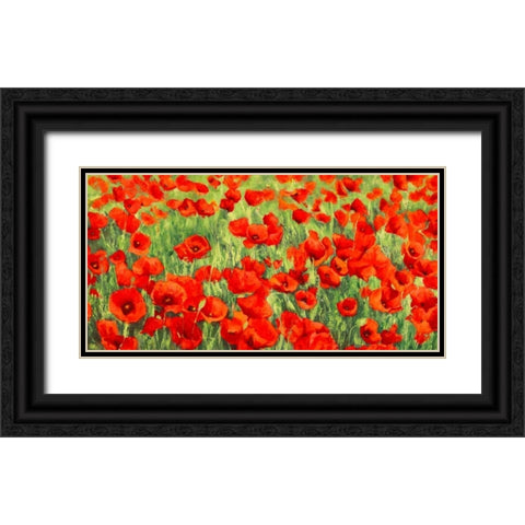 Poppy Field Black Ornate Wood Framed Art Print with Double Matting by Mei, Silvia