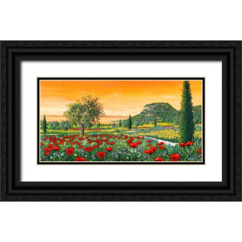 Le colline in fiore Black Ornate Wood Framed Art Print with Double Matting by Marzari, Tebo