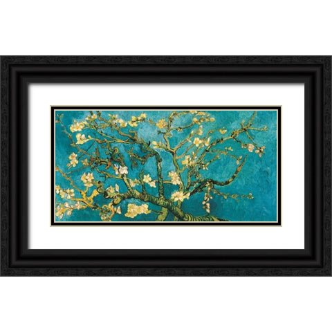 Mandorlo in fiore Black Ornate Wood Framed Art Print with Double Matting by Van Gogh, Vincent
