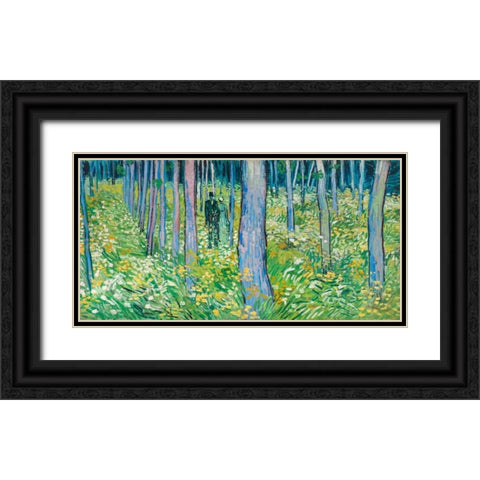 Undergrowth with two figures Black Ornate Wood Framed Art Print with Double Matting by van Gogh, Vincent