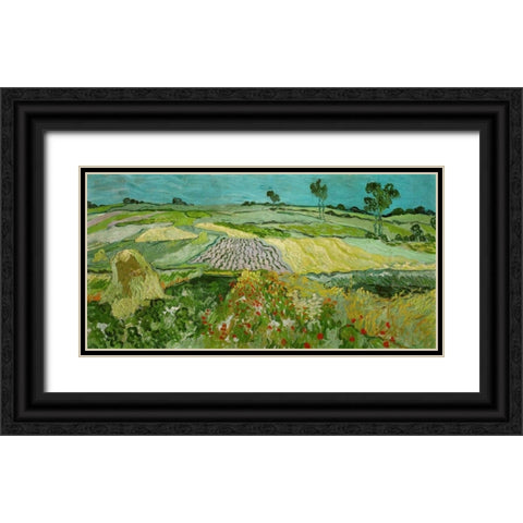 La plaine dAuvers Black Ornate Wood Framed Art Print with Double Matting by Van gogh, Vincent