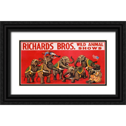 Richards Bros. Wild Animal Shows ca. 1925 Black Ornate Wood Framed Art Print with Double Matting by Anonymous