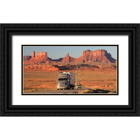 Highway Monument Valley USA Black Ornate Wood Framed Art Print with Double Matting by Ratsenskiy, Vadim