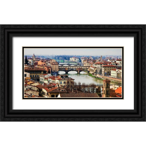 Ponte Vecchio Florence Black Ornate Wood Framed Art Print with Double Matting by Ratsenskiy, Vadim