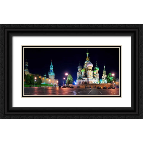 Red Square at night Moscow Black Ornate Wood Framed Art Print with Double Matting by Ratsenskiy, Vadim
