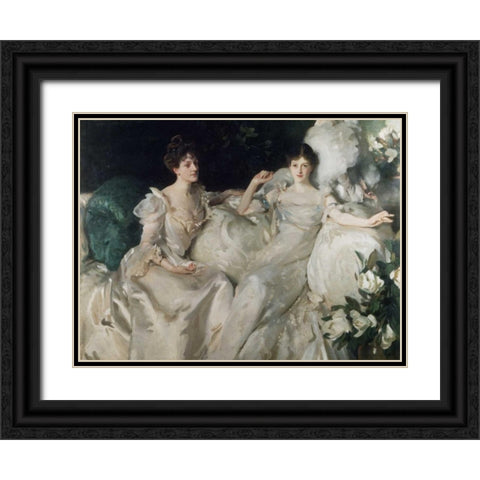 The Wyndham Sisters Black Ornate Wood Framed Art Print with Double Matting by Sargent, John Singer