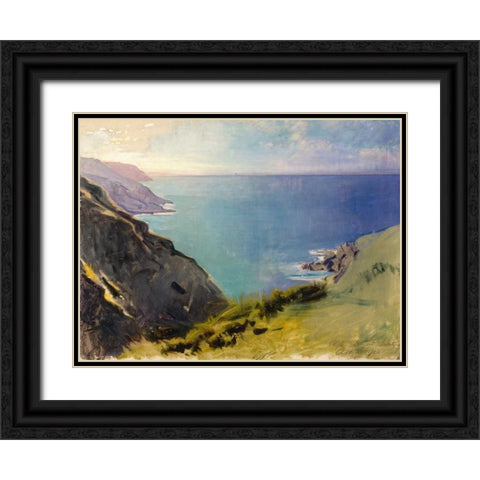 Cornish Headlands Black Ornate Wood Framed Art Print with Double Matting by Thayer, Abbott Handerson