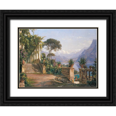 Lodge on Lake Como Black Ornate Wood Framed Art Print with Double Matting by Aagaard, Carl Frederic
