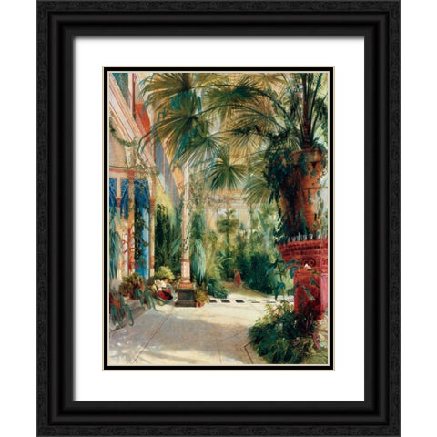 Das Innere des Palmenhauses Black Ornate Wood Framed Art Print with Double Matting by Blechen, Carl