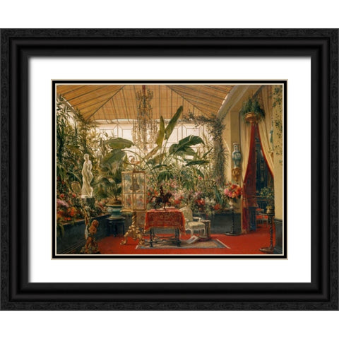 Veranda de la Princesse Mathilde Black Ornate Wood Framed Art Print with Double Matting by Giraud, Charles