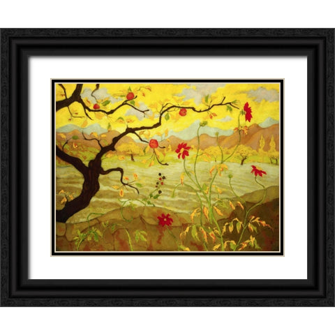 Apple tree with red fruit Black Ornate Wood Framed Art Print with Double Matting by Ranson, Paul