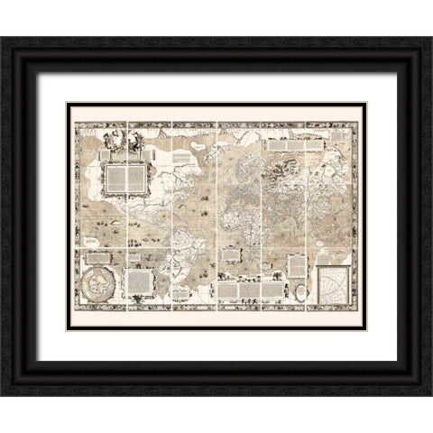 Nova et Aucta Orbis Terrae Descriptio 1569 Black Ornate Wood Framed Art Print with Double Matting by Anonymous