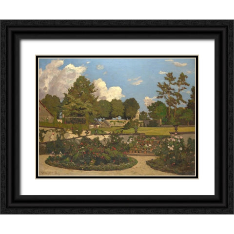 The Painters Garden at Saint-Prive Black Ornate Wood Framed Art Print with Double Matting by Harpignies, Henri-Joseph