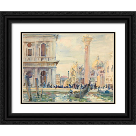 The Piazzetta  Black Ornate Wood Framed Art Print with Double Matting by Sargent, John Singer