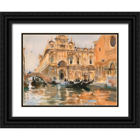 Rio dei Mendicanti - Venice Black Ornate Wood Framed Art Print with Double Matting by Sargent, John Singer