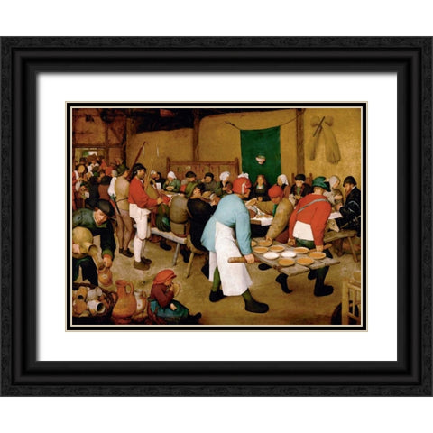 Peasant Wedding Black Ornate Wood Framed Art Print with Double Matting by Bruegel the Elder, Pieter