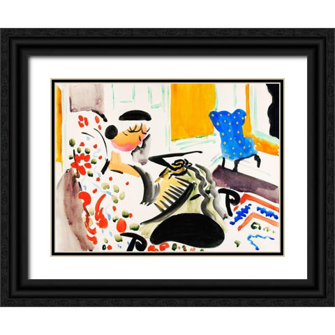 Calligraphic Interior Black Ornate Wood Framed Art Print with Double Matting by Sayen, Henry Lyman