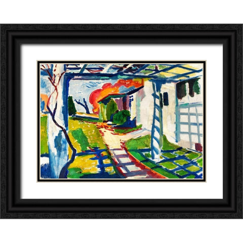 Grape Arbor Black Ornate Wood Framed Art Print with Double Matting by Sayen, Henry Lyman