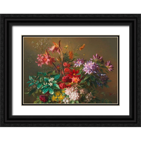 Allegory of Spring (detail) Black Ornate Wood Framed Art Print with Double Matting by Johannes van Os, Georgius Jacobus