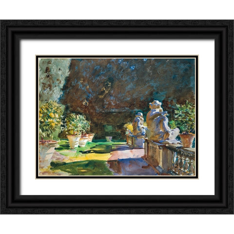 Villa di Marlia, Lucca Black Ornate Wood Framed Art Print with Double Matting by Sargent, John Singer