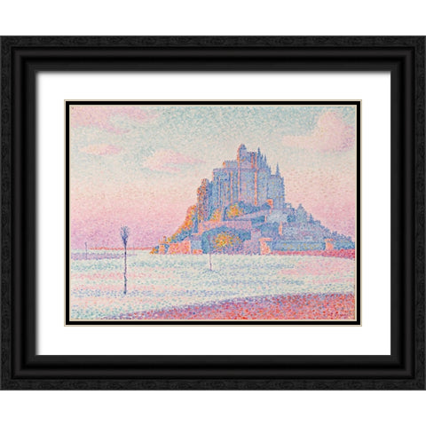 Mont Saint-Michel, Setting Sun Black Ornate Wood Framed Art Print with Double Matting by Signac, Paul