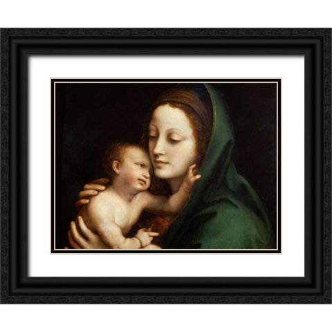 Madonna con Bambino Black Ornate Wood Framed Art Print with Double Matting by Anonymous