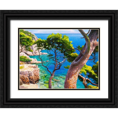 Lavandou Black Ornate Wood Framed Art Print with Double Matting by Galasso, Adriano