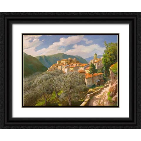 Borgo degli ulivi Black Ornate Wood Framed Art Print with Double Matting by Galasso, Adriano