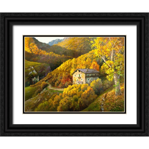 Casa tra i monti Black Ornate Wood Framed Art Print with Double Matting by Galasso, Adriano