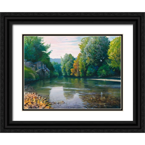 Fiume nei boschi Black Ornate Wood Framed Art Print with Double Matting by Galasso, Adriano