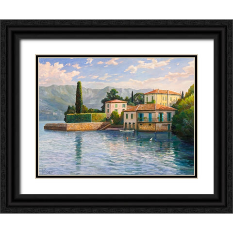 Villa sul lago Black Ornate Wood Framed Art Print with Double Matting by Galasso, Adriano