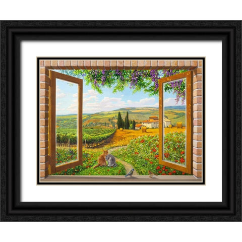 Finestra sulla campagna Black Ornate Wood Framed Art Print with Double Matting by Del missier, Andrea