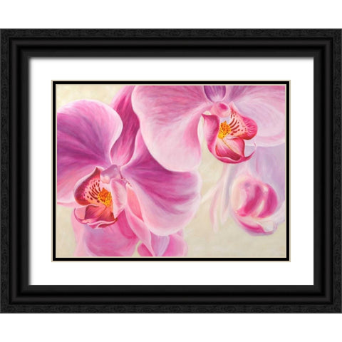 Purple Orchids Black Ornate Wood Framed Art Print with Double Matting by Ann, Cynthia