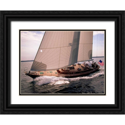 Sailboat Leaning to the Side Black Ornate Wood Framed Art Print with Double Matting by Rabinowitz, Neil
