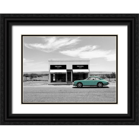 Marfa-Texas (BW) Black Ornate Wood Framed Art Print with Double Matting by Lauren, Julian