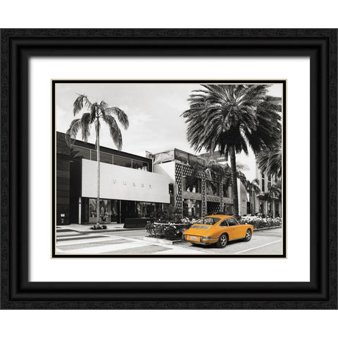 Rodeo Drive-Beverly Hills-California (BW) Black Ornate Wood Framed Art Print with Double Matting by Lauren, Julian