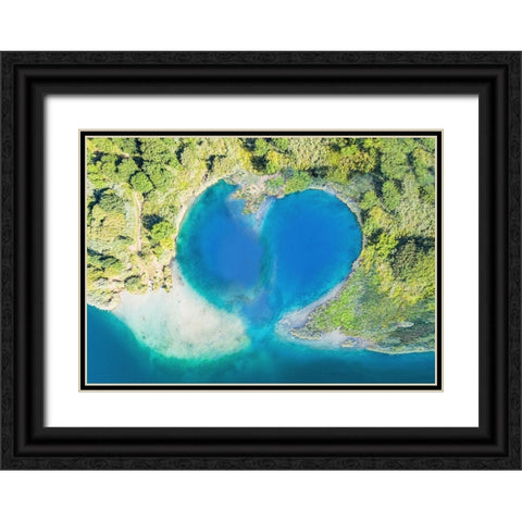 Heart Shaped Atoll-Fiji Black Ornate Wood Framed Art Print with Double Matting by Pangea Images